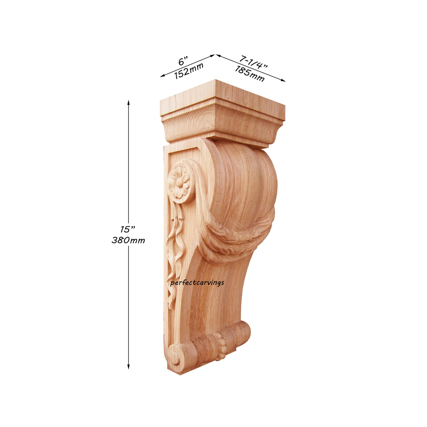 PAIR of Linenfold Carved Large Wood Corbels, Hollow Back, Available in Two Sizes