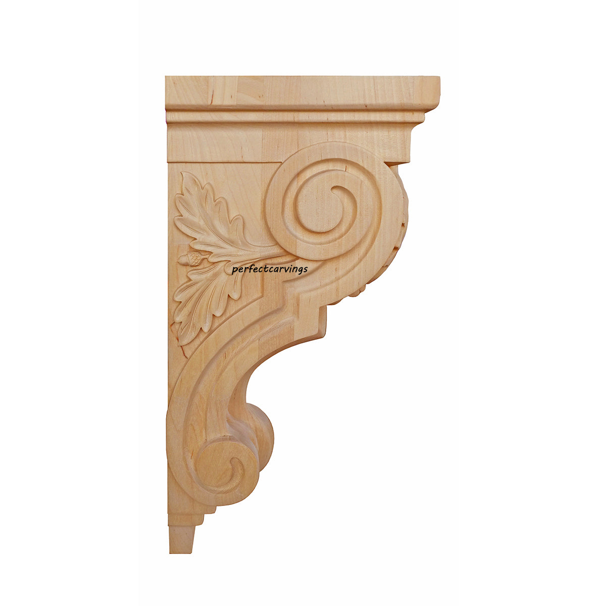 PAIR of Elegant Acorn Carved Wood Corbels Brackets, Available in 10