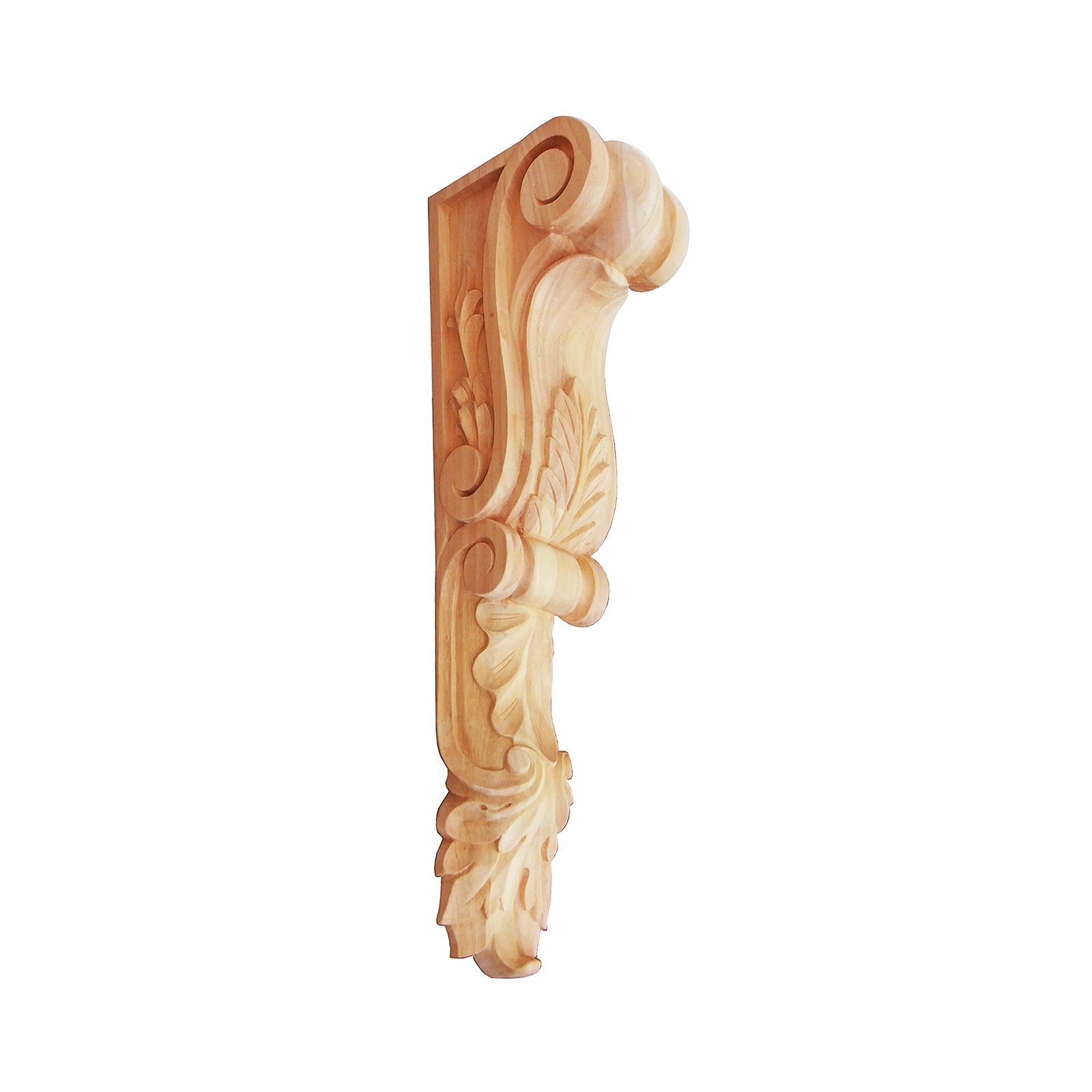 PAIR of Tongue Leaf Carved Wood Corbels, Available in 12-1/2