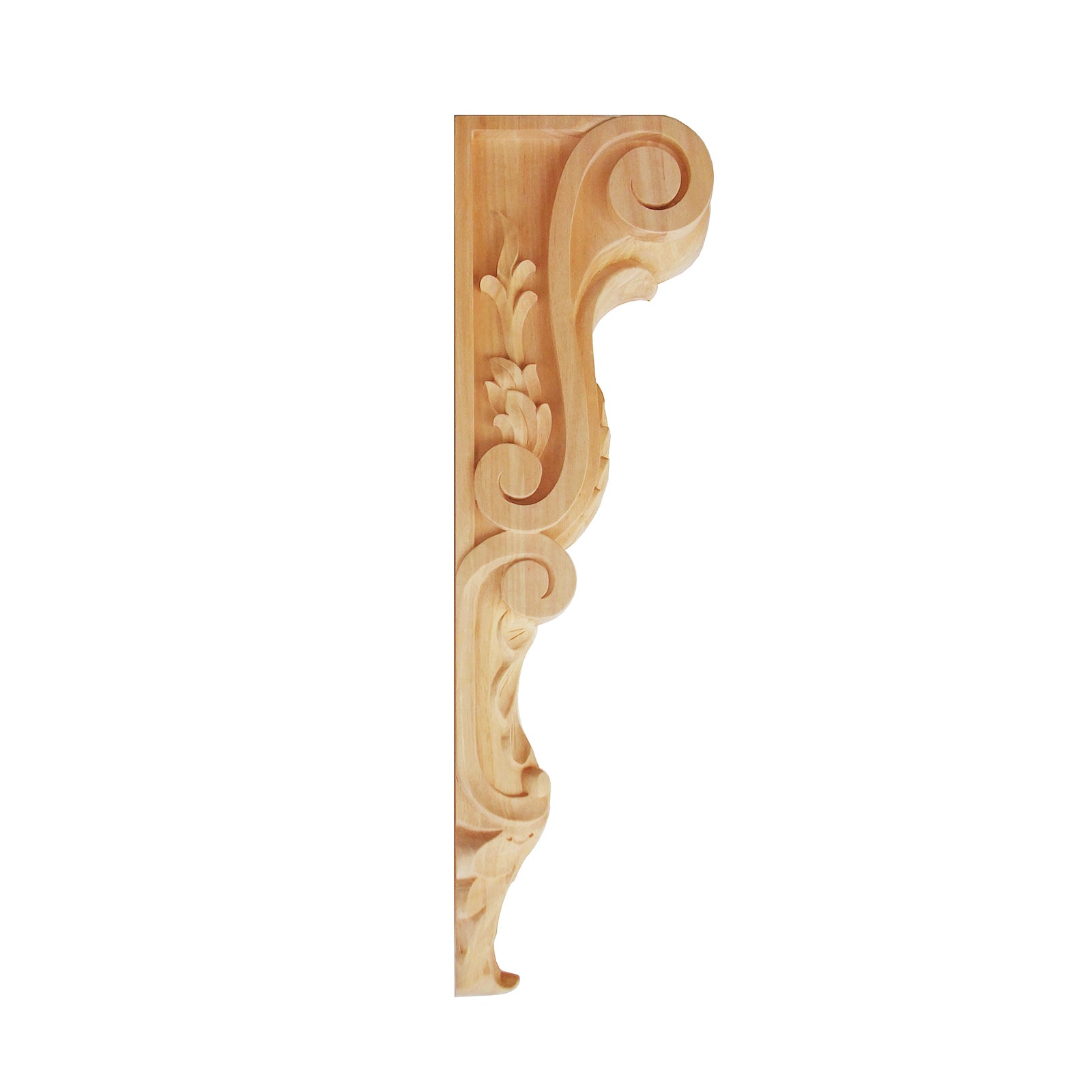 PAIR of Tongue Leaf Carved Wood Corbels, Available in 12-1/2