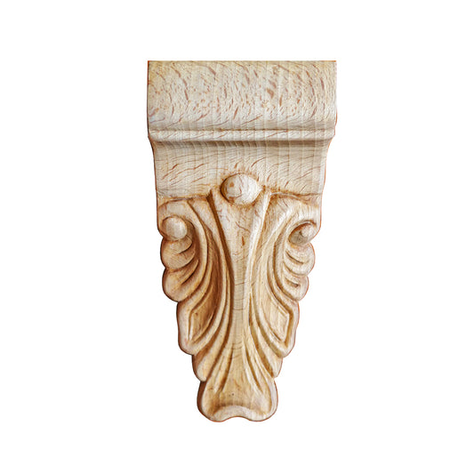 PAIR of Mini Leaf Carved Wood Carved Corbels, 2"Wx1-5/8"Dx4-3/8"H