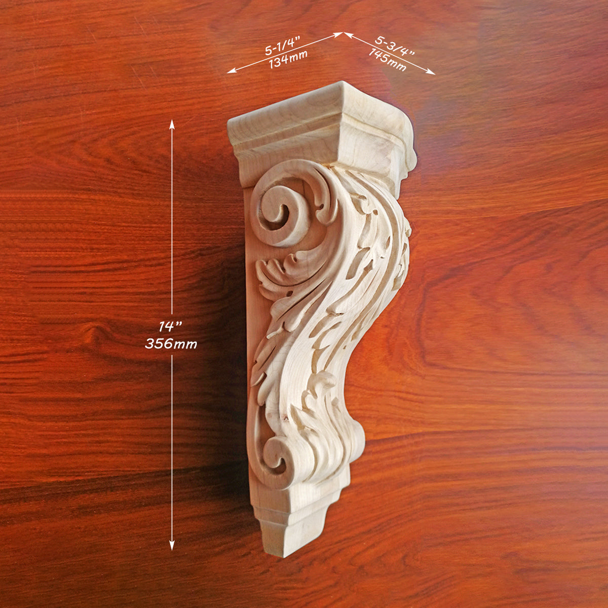 PAIR of Beautiful Acanthus Carved Wood Corbels, 5-3/4