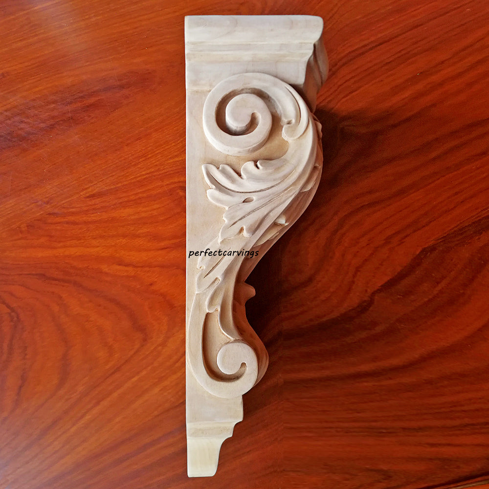 PAIR of Beautiful Acanthus Carved Wood Corbels, 5-3/4