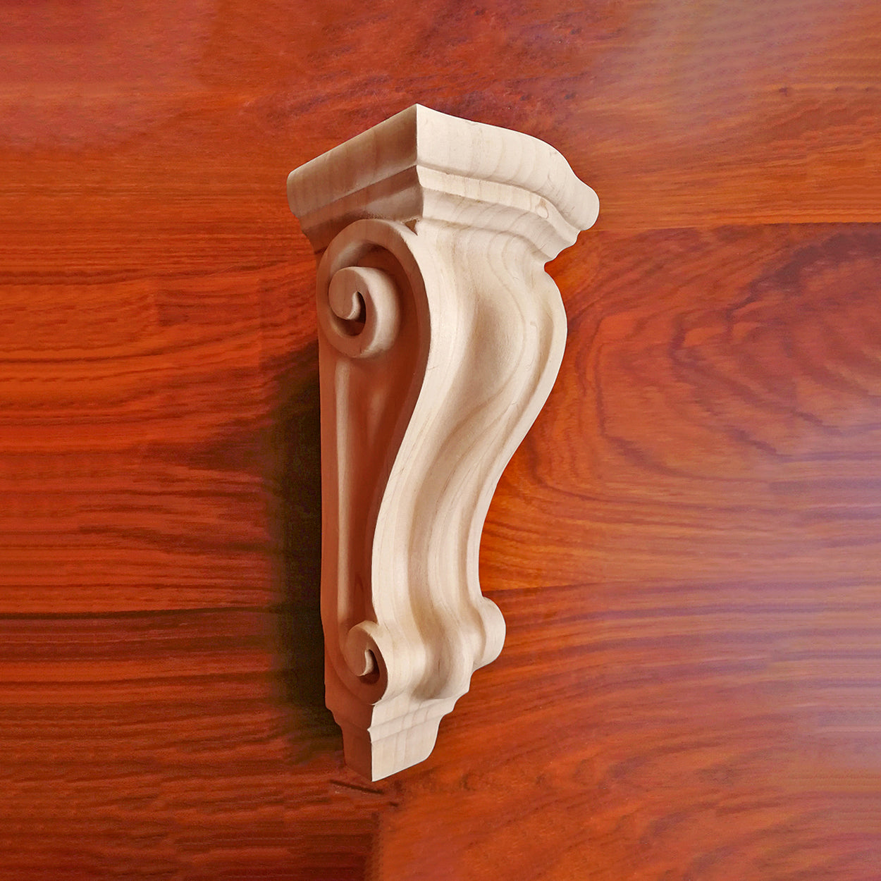 PAIR of Traditional Plain Smooth Wood Carved Corbels, Available from 6-5/8